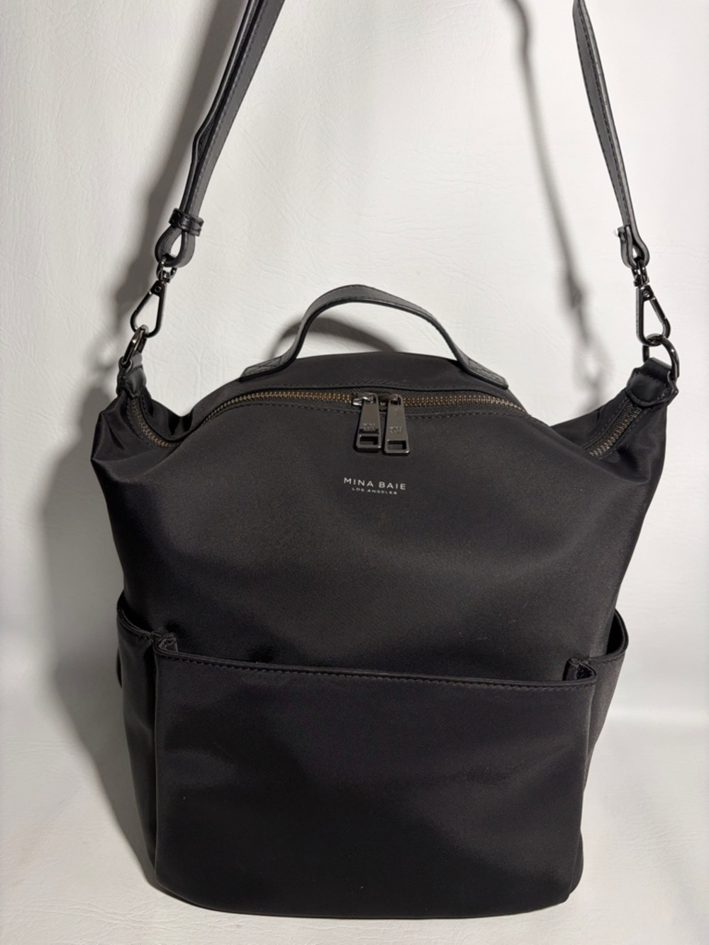 Mina Baie Stevie Black Mini Convertible Backpack (Nylon)